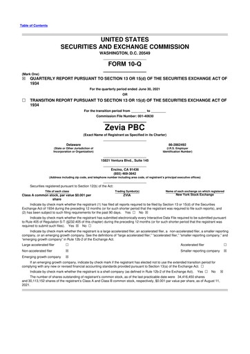 Thumbnail Zevia 10-Q Quarterly Report FY2021 