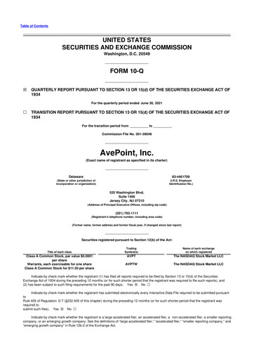 Thumbnail AvePoint 10-Q Quarterly Report FY2021 