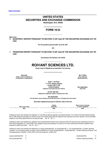 Miniature Roivant Sciences 10-Q Rapport trimestriel 2021 