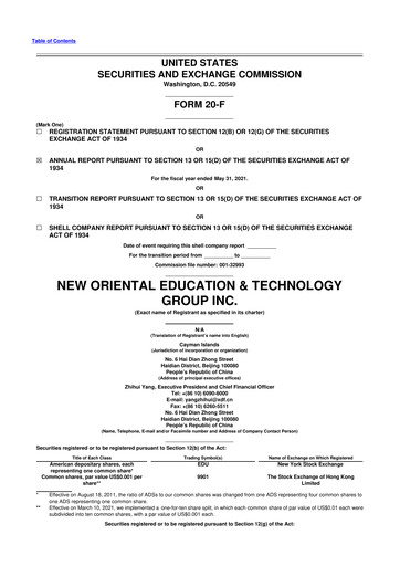 Vorschaubild New Oriental 20-F Jahresbericht 2021