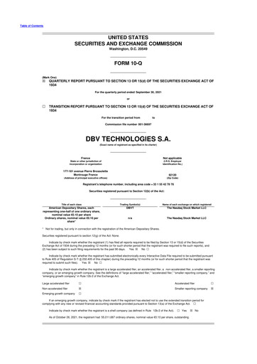 Thumbnail DBV Technologies 10-Q Quarterly Report FY2021 