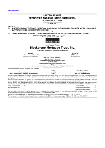 Thumbnail Blackstone Mortgage Trust
 10-Q Quarterly Report FY2021 