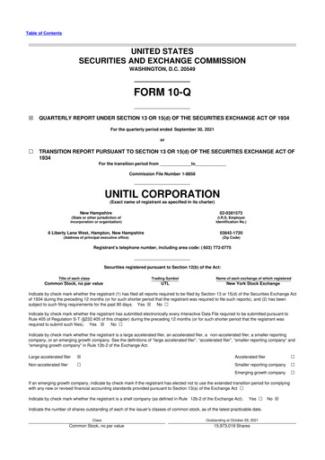 Thumbnail Unitil Corporation
 10-Q Quarterly Report FY2021 