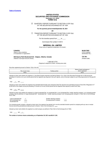 Thumbnail Imperial Oil
 10-Q Quarterly Report FY2021 