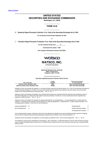 Thumbnail Watsco
 10-Q Quarterly Report FY2021 