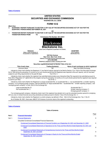 Thumbnail Blackstone Group 10-Q Quarterly Report FY 