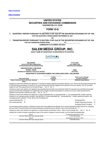 Thumbnail Salem Media Group
 10-Q Quarterly Report FY2021 