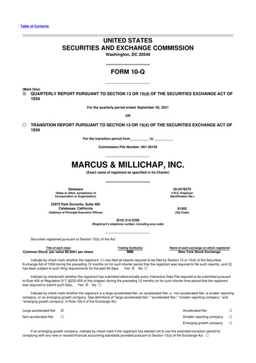 Miniature Marcus & Millichap 10-Q Rapport trimestriel 2021 