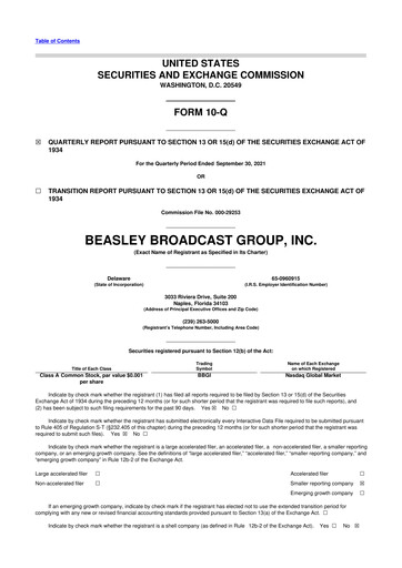 Thumbnail Beasley Broadcast Group
 10-Q Quarterly Report FY2021 