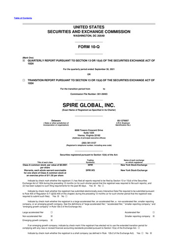 Thumbnail Spire Global 10-Q Quarterly Report FY2021 