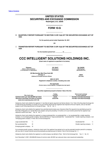 Thumbnail CCC Intelligent Solutions 10-Q Quarterly Report FY2021 