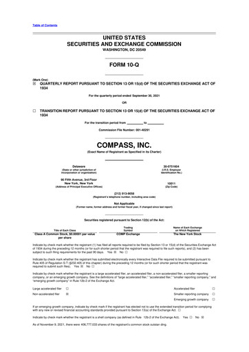 Thumbnail Compass 10-Q Quarterly Report FY2021 