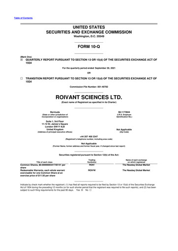 Miniature Roivant Sciences 10-Q Rapport trimestriel 2021 