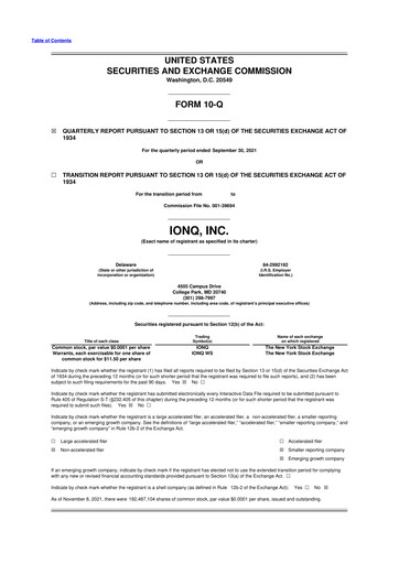 Vorschaubild IonQ 10-Q Quartalsbericht 2021 