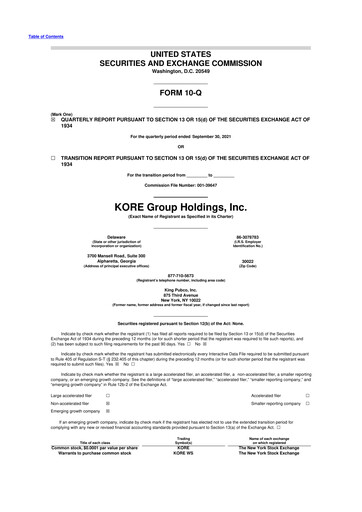 Thumbnail KORE Group 10-Q Quarterly Report FY2021 