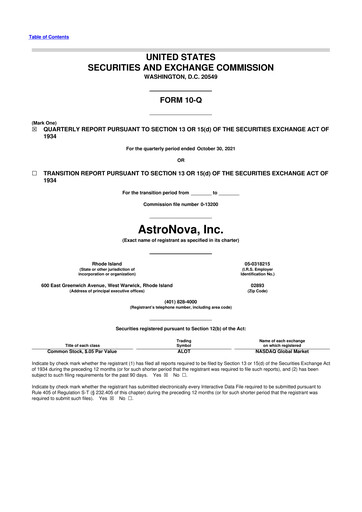 Miniature AstroNova, Inc. 10-Q Rapport trimestriel 2021 