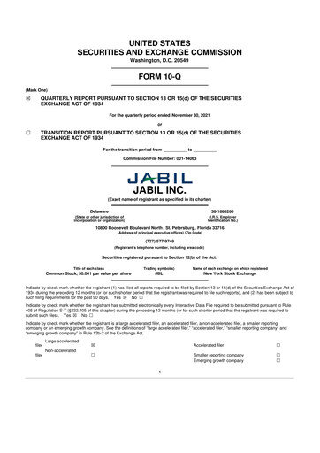 Thumbnail Jabil 10-Q Quarterly Report FY2022 