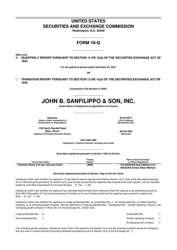 Thumbnail John B. Sanfilippo & Son 10-Q Quarterly Report FY2022 
