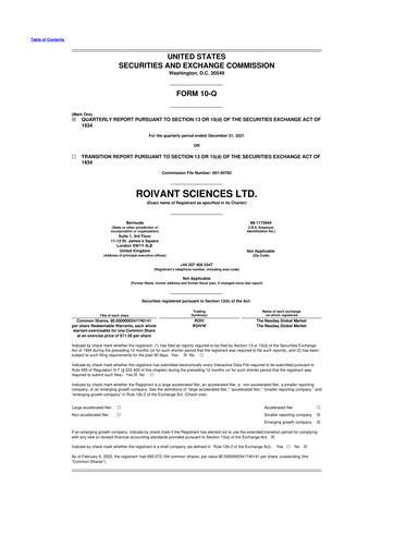 Miniature Roivant Sciences 10-Q Rapport trimestriel 2021 