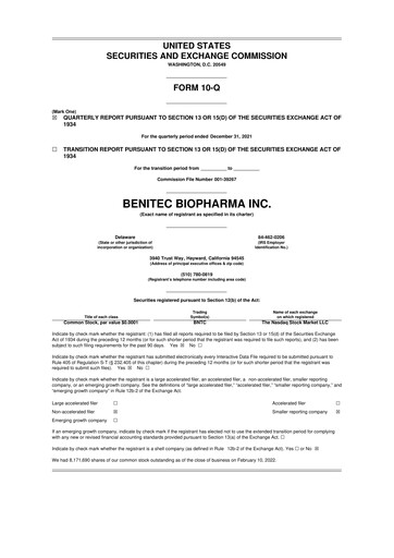 Thumbnail Benitec Biopharma
 10-Q Quarterly Report FY2022 
