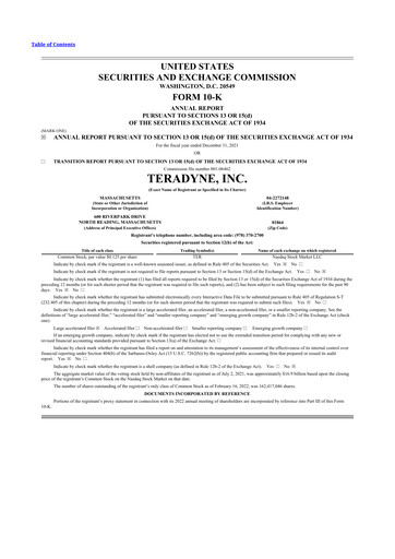 Thumbnail Teradyne 10-K Annual Report 2021