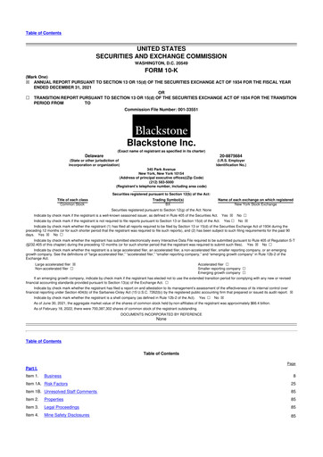 Miniature Blackstone Group 10-K Rapport annuel 