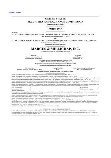 Thumbnail Marcus & Millichap 10-K Annual Report 2021