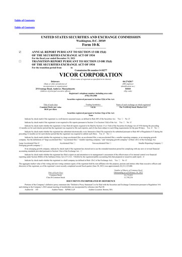 Vorschaubild Vicor
 10-K Jahresbericht 2021