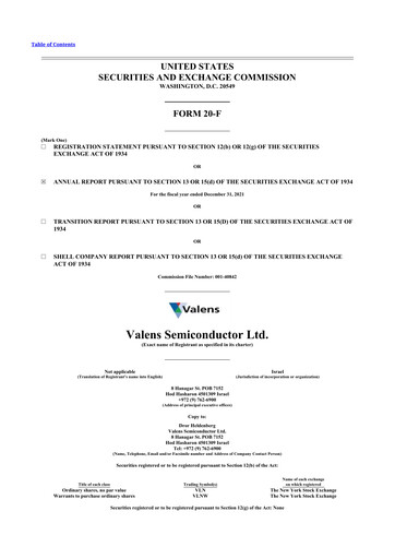 Thumbnail Valens Semiconductor 20-F Annual Report 2021
