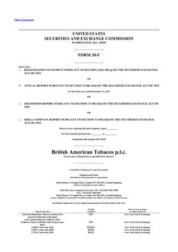 Thumbnail British American Tobacco 20-F Annual Report 2021