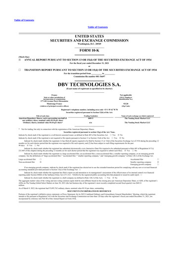 Thumbnail DBV Technologies 10-K Annual Report 2021