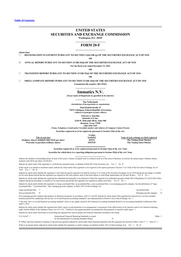 Miniature Immatics 20-F Rapport annuel 