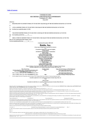 Miniature Baidu 20-F Rapport annuel 2021