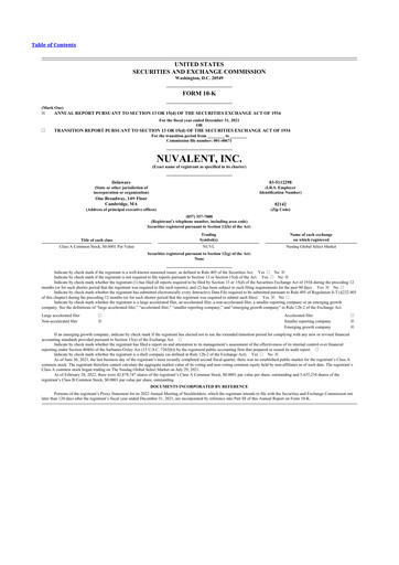 Thumbnail Nuvalent 10-K Annual Report 2021