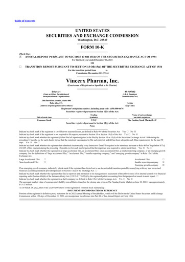 Thumbnail Vincerx Pharma 10-K Annual Report 2021