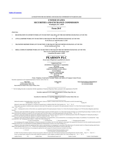 Miniature Pearson 20-F Rapport annuel 2021