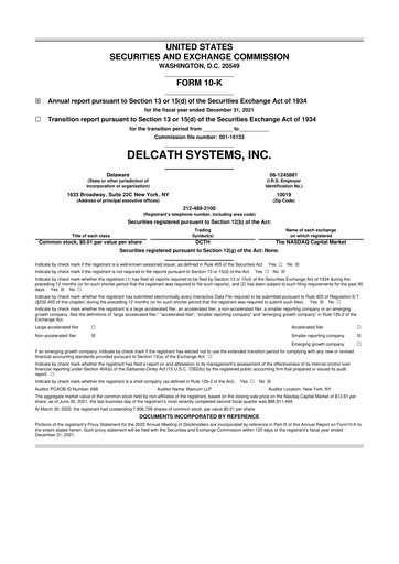 Vorschaubild Delcath Systems 10-K Jahresbericht 2021