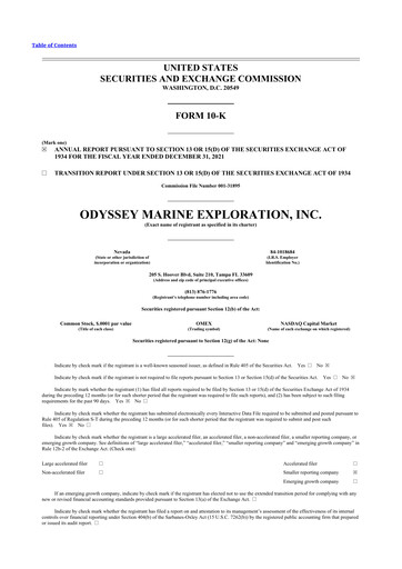 Thumbnail Odyssey Marine Exploration 10-K Annual Report 2021