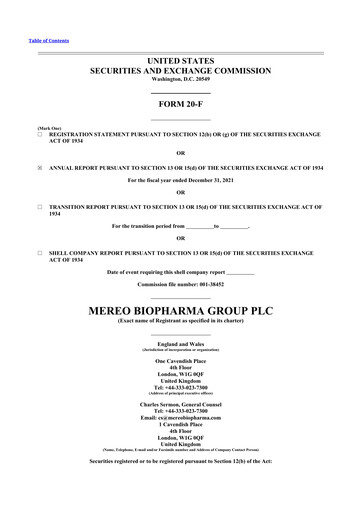 Thumbnail Mereo BioPharma Group 20-F Annual Report 2021