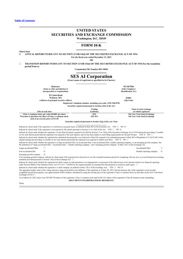 Miniature SES AI 10-K Rapport annuel 2021