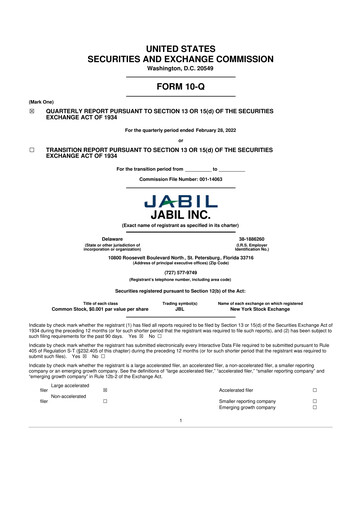 Thumbnail Jabil 10-Q Quarterly Report FY2022 