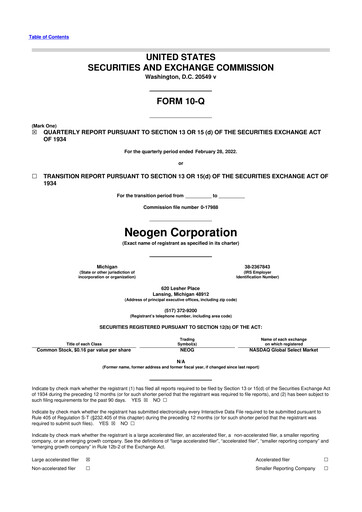 Vorschaubild Neogen 10-Q Quartalsbericht 2022 