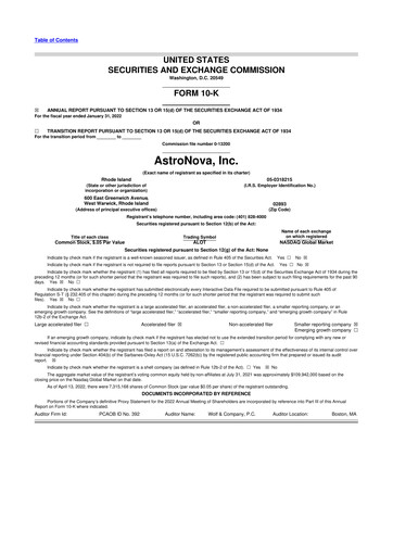 Miniature AstroNova, Inc. 10-K Rapport annuel 2022