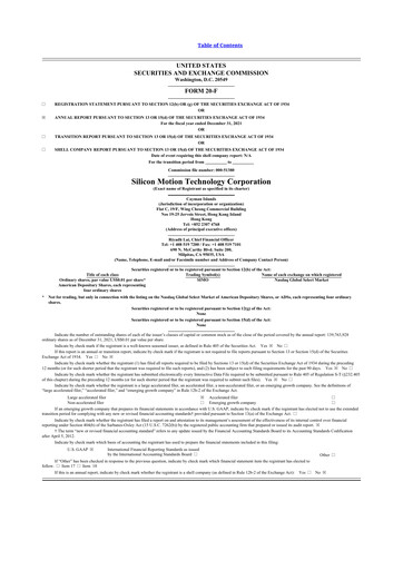 Thumbnail Silicon Motion
 20-F Annual Report 2021