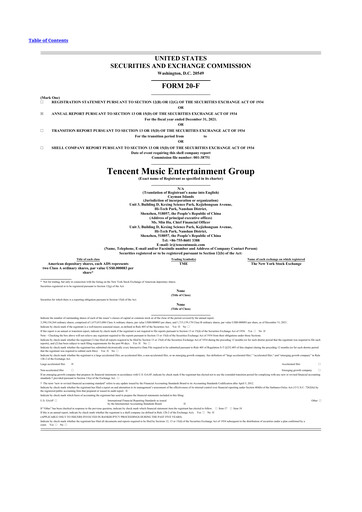 Miniature Tencent Music Entertainment 20-F Rapport annuel 2021