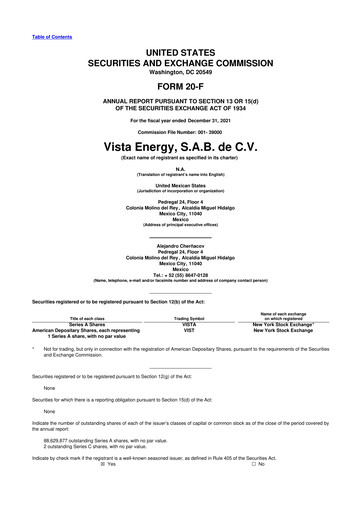 Thumbnail Vista Energy 20-F Annual Report 2021