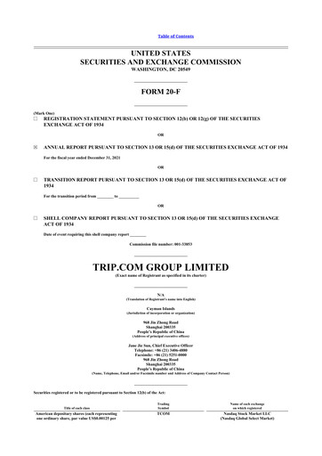 Thumbnail Trip.com 20-F Annual Report 2021