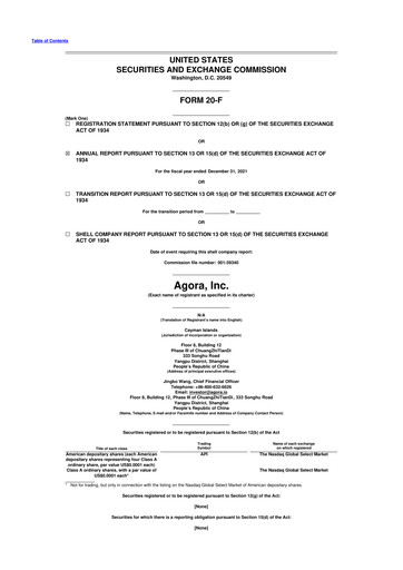 Thumbnail Agora, Inc. 20-F Annual Report 2021