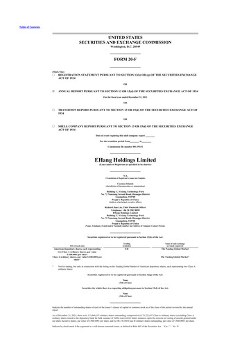 Thumbnail EHang Holdings 20-F Annual Report 2021