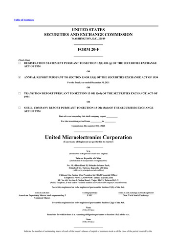 Thumbnail United Microelectronics 20-F Annual Report 2021